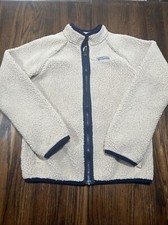 Columbia Youth XS Girls Large Full Zip Long Sleeve Jacket Cream/blue