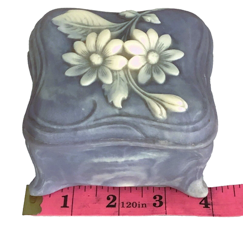 Incolay Trinket Portagioie Lilla Avorio Marmorizzato 4"x4"x3" Foderato Org Adesivo Slip - Foto 12 di 14