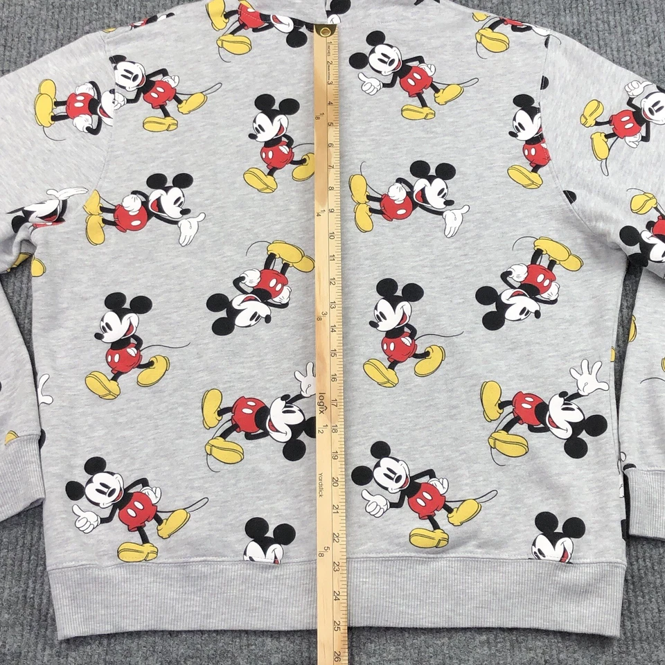 Disney Women’s Hoodie All Over Print Mickey Mouse Size XL Gray Full Zip - Image 4 of 4