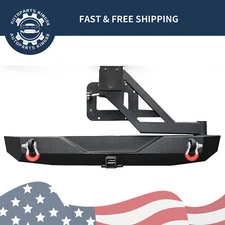 for 07-18 Jeep Wrangler JK & Unlimited JKU Rear Bumper with Tire Carrier D-Ring