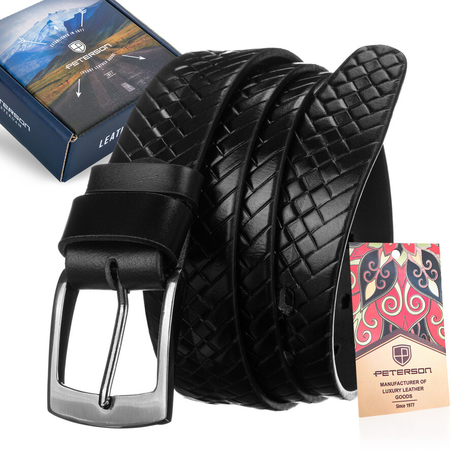 Men's belt with braided pattern - Peterson