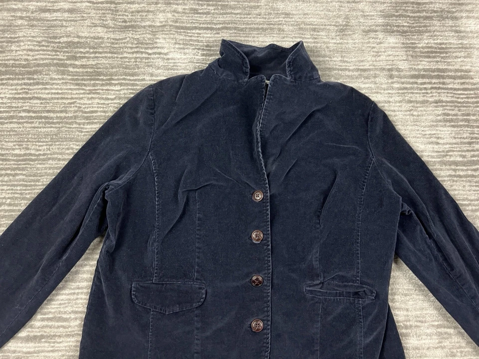 Chaqueta para mujer St Johns Bay 2X azul pana blazer mezcla de algodón bolsillos Foto 2 de 4