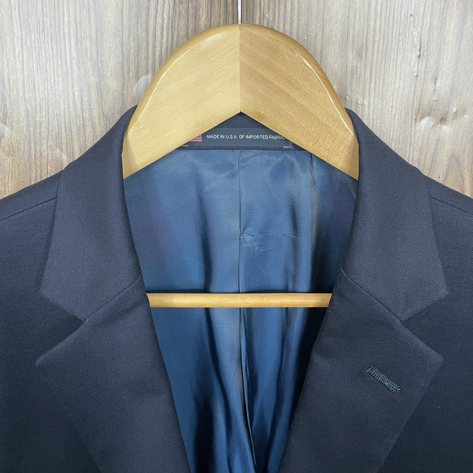 Chaqueta Blazer Hart Schaffner Marx Para Hombre 46R Azul Marino Lana Doble Ventilación Hecha en EE. UU. Foto 2 de 3