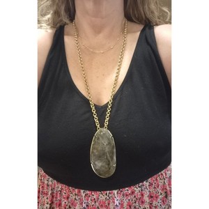 Authentic Stella & Dot Legend Labradorite Statement Necklace Gold Plated Blue Flash Signed