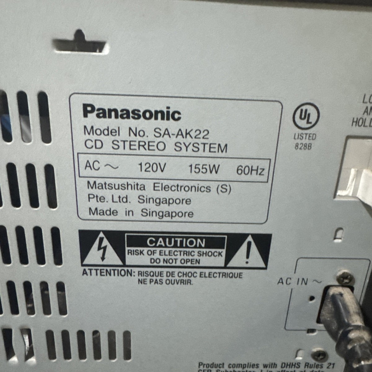 Panasonic SA-AK22 Stereo System 5 CD Dual Cassette Super Sound