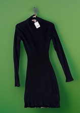 Free People Beach Mini Dress With Cut Out Lower Back Long Sleeve M, Black, NWT