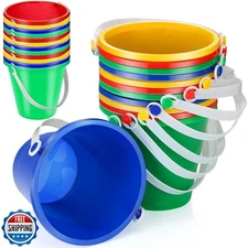 Didaey 24 Pcs 5 Inch Beach Bucket Sand Buckets Colorful Fun Plastic Pails and