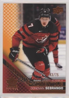 2022 Upper Deck Team Canada Juniors Electric Orange 43/75 Donovan Sebrango z6b