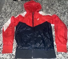 Rare Vintage Nike Windrunner Windbreaker Jacket Red Black Glanz Nylon XS Women s