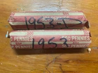 Roll Of Circulated 1953 + 1953D Wheat Cent Pennies 100 Coins Total Ungraded