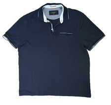 Ted Baker Shirt Mens XL Blue Contrast Collar Polo Modal Cotton Short Sleeve