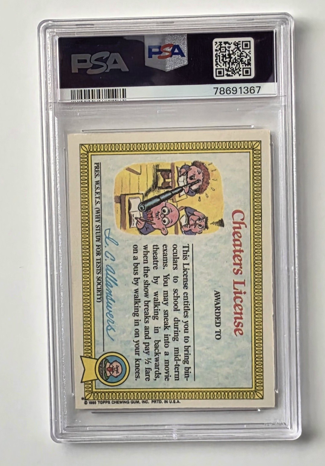 1985 GARBAGE PAIL KIDS STICKERS #8a ADAM BOMB SERIES 1 PSA 8 NM-MT  view 2