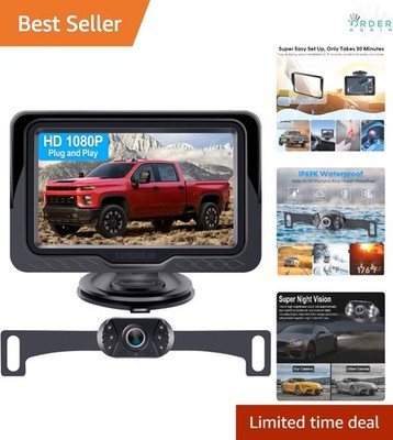 Backup Camera Waterproof HD 1080P Night Vision 4.3 Inch Monitor Car Truck SUV