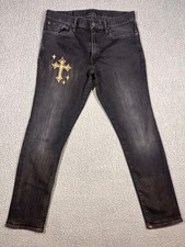Polo Ralph Lauren Jeans Mens 33x32 Black The Eldridge Skinny Cobra Cross