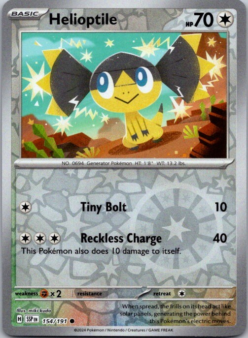Helioptile 154/191 Common Surging Sparks Pokemon Reverse Holo Near Mint