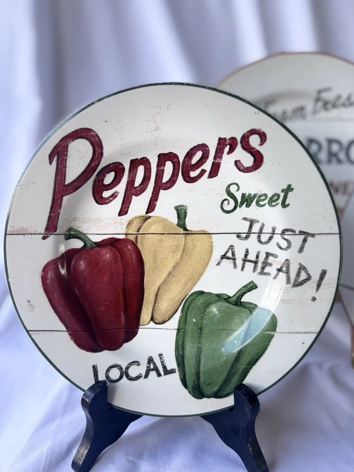 The Sakura Mesa Granja Soporte Verduras 8.5" Platos por David Carter Marrón 4 piezas Foto 3 de 4