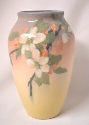 Rookwood Pottery L. Ashbury ca.1900 Iris Glaze Ovoid Vase Cherry Blossoms 7 1/2"