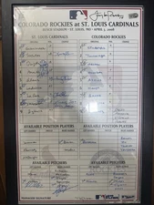 MLB Game used Lineup Card signed by Albert Pujols, Tony LaRussa And More