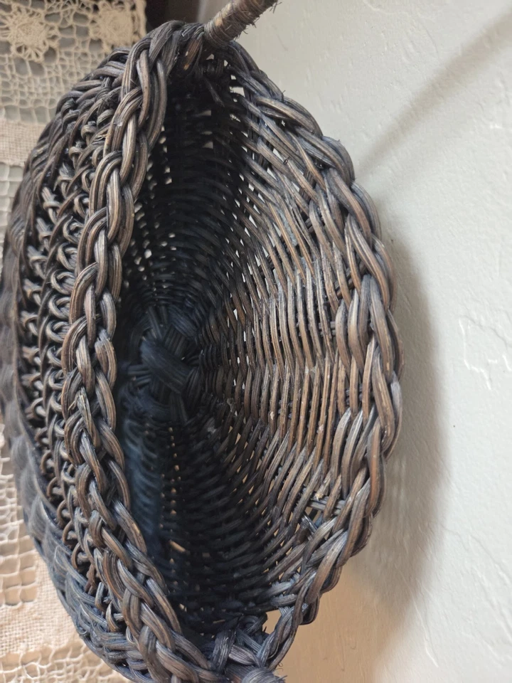 De Colección Colgante Mimbre Ratán Cesta Pared Bolsillo Puerta Colgador Boho Decoración Primitiva Foto 3 de 4