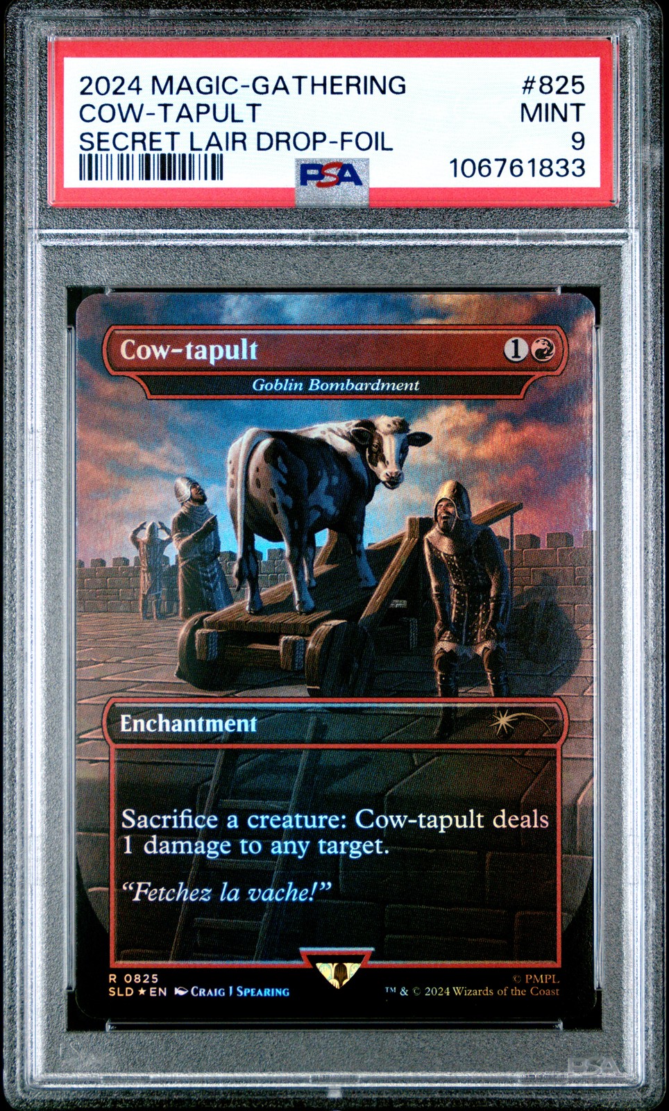 2024 MTG SECRET LAIR DROP FOIL #825 COW-TAPULT PSA 9