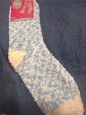 White And Blue Fuzzy Socks