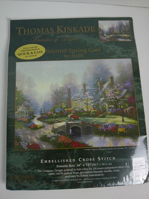 Candamar Thomas Kinkade Beyond Spring Gate Stamped Cross Stitch Kit 51070