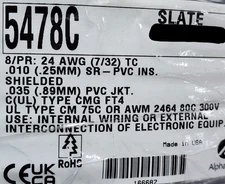 Alpha Wire 5478C 24/8P Shielded Communication/Control/Instrumentation Cable/10ft