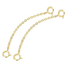 2pcs, Necklace Extenders 925 Sterling Silver 50mm Chains with Clasps Gold