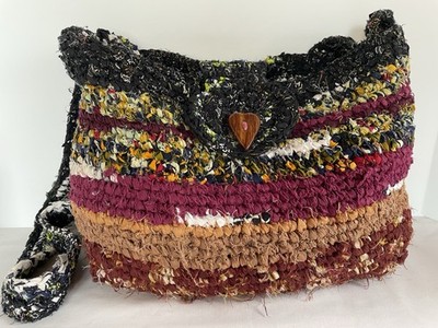 Vintage Unique Hippie Woven Rug Shoulder Bag Crossbody Handmade Purse Hobo