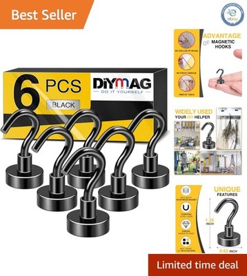 Rust-Resistant Magnetic Hooks - 6 Pack, 30lbs+ Capacity for Classroom & Kitchen