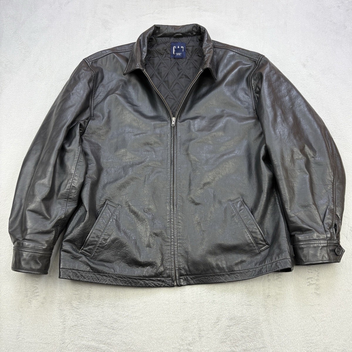 ジャケット・アウター 00s old gap leather bomber jacket y2k Vtg GAP Men's Moto Jacket Y2K 2000s Black HEAVY LEATHER