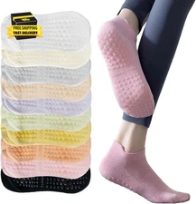 Women'S Low Cut Mesh Ventilated Non-Slip Grip Socks for Yoga Pilates Barre Athle