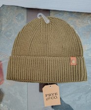 Frye  Co Beanie Hat Military Green Knit Cuffed 100 Acrylic NWT Mens Hat Cap