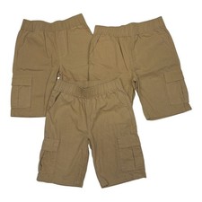 Lot of 3Childrens Brown Elastic Waist Cargo Shorts Size 7/8