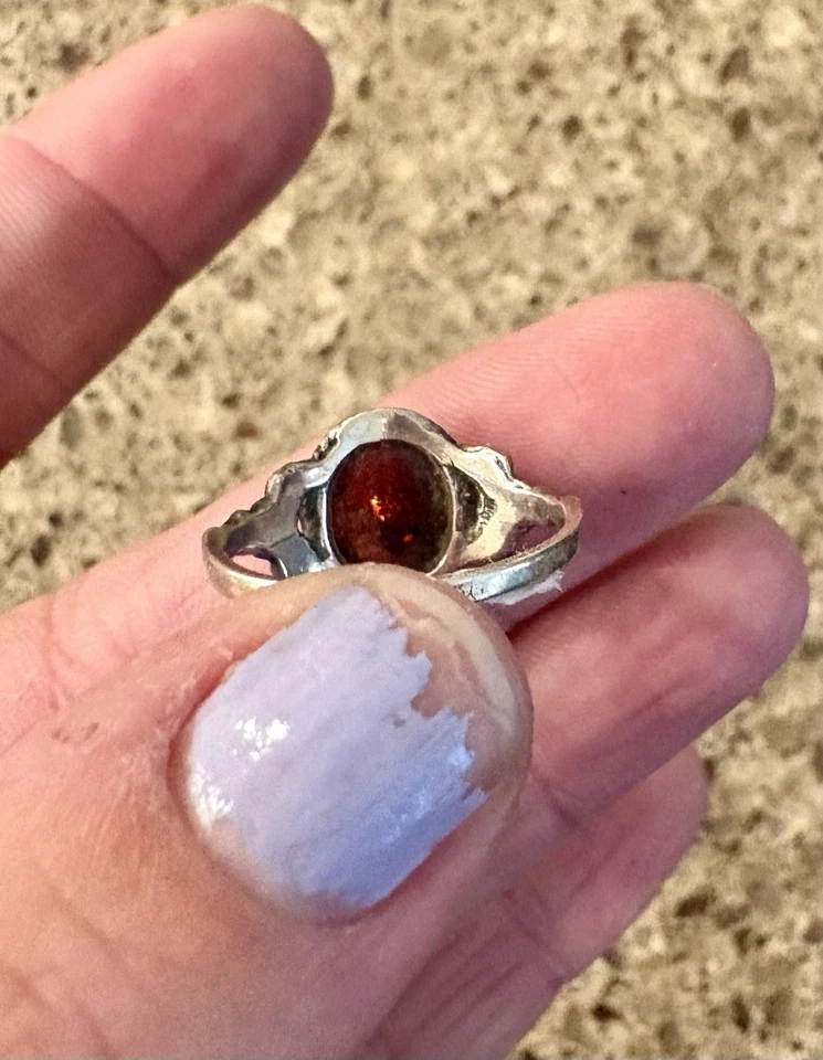 Anillo de plata ámbar marrón talla 6 Foto 2 de 3