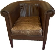 Laura Ashley Osborne chair, brown leather, vintage, some flaws hence low price