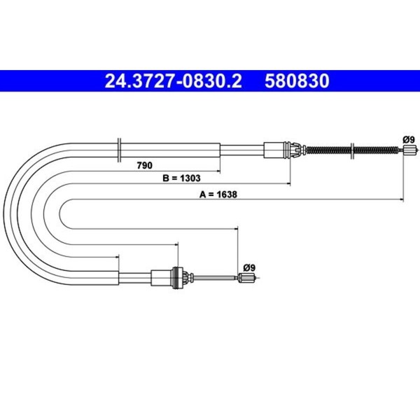 ATE Handbremsseil Hinten Passend FÜR Peugeot 206 206+ | 24.3727-0830.2-image