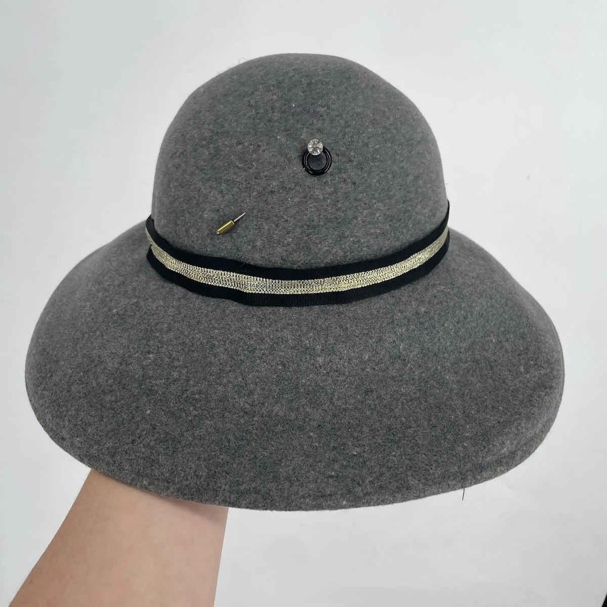 Dorfman Pacific Women Navy Blue Wide Brim Floppy Hat Hepburn Style 100% Wool USA Dorfman Pacific One Size Blue Hats for Women for sale | eBay main image 2
