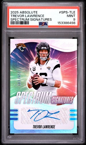 2025 PANINI ABSOLUTE SPECTRUM SIGNATURES #SPS-TLE TREVOR LAWRENCE 159/199 PSA 9