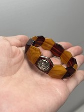 Amber Bernstein Farbe Bakelit Armband 60er 70er Retro Vintage