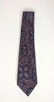 Kenneth Gordon New Orleans Paisley Style Floral Print Tie Necktie - 100% Silk - Image 1 of 3
