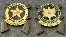 US Marshals Service - ScDist of TX 3D PISTOLS 1.75in super rare challenge coin