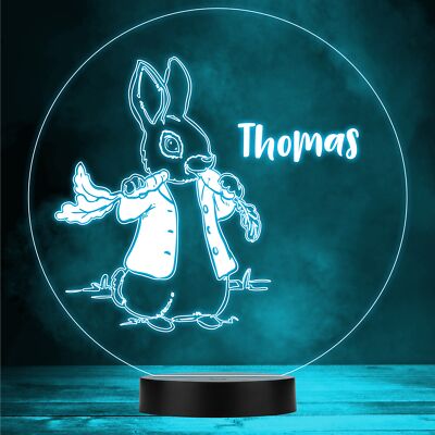 Kaninchen isst Karotten Filmfigur LED personalisiert Geschenk Nachtlicht