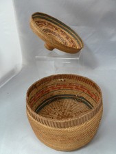 Native American Weave Covered Bowl. Very Nice Design. Approx 6" T X 6.5" Diam