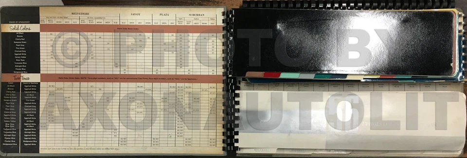 Álbum Belvedere Fury Plaza Savoy 1956 de distribuidor de tapicería color Plymouth Foto 2 de 2