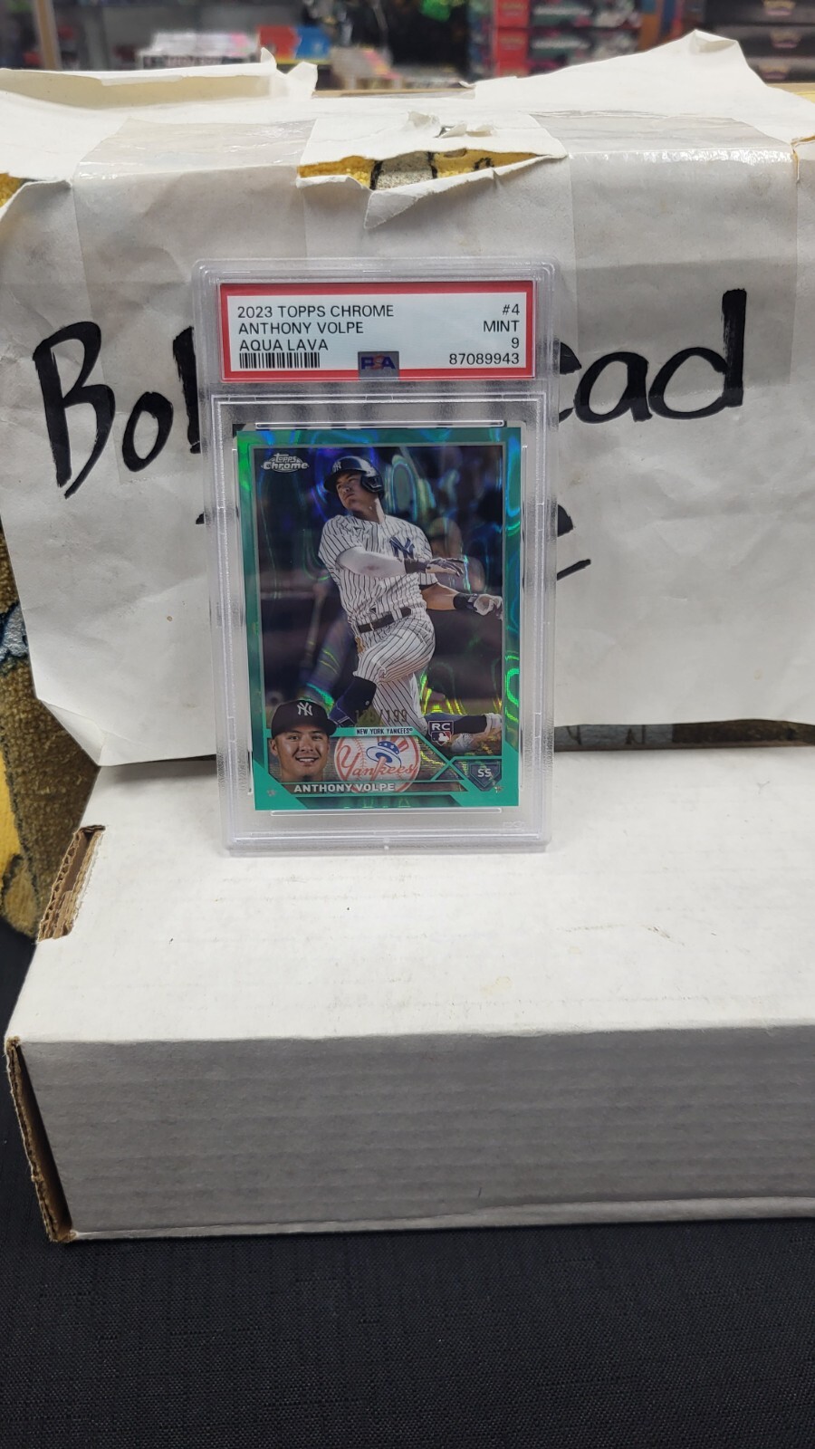 2023 ANTHONY VOLPE TOPPS CHROME AQUA LAVA /199 ROOKIE RC YANKEES PSA 9 MINT #4