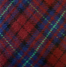 Slim Vintage Red Blue Wool Plaid Tartan Self Tipped Tie