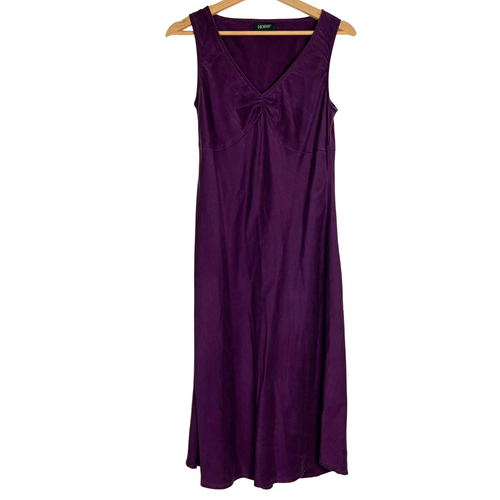 HOBBS Dress UK 10 Purple 100 Silk Wrap MIDI Evening Chic Cocktail