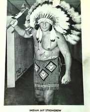 WRESTLING LEGEND CHIEF JAY STRONGBOW SIGNED 8X10 4X WWF TAG CHAMPION SLEEPER