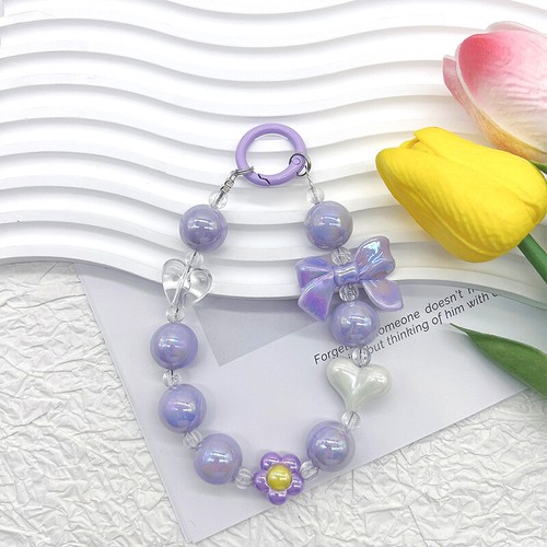 1PC Phone Chain For Girls Candy Color Floral Bow Love Style Short Phone Straps - 第 13/16 張圖片